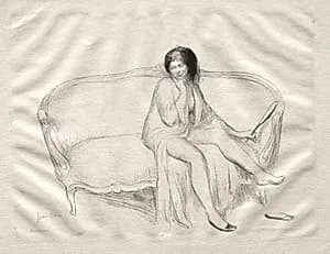 Nude Woman Seated on a Sofa by Jean Veber (French, 1864–1928)