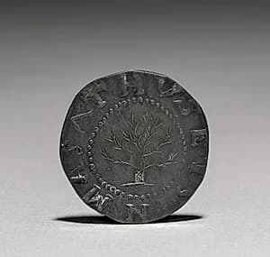 Oak Tree Shilling (obverse) by John Hull (American, 1624–1683)
