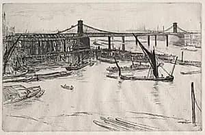 Old Hungerford Bridge by James McNeill Whistler (American, 1834–1903)