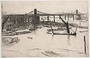 Old Hungerford Bridge by James McNeill Whistler (American, 1834–1903)