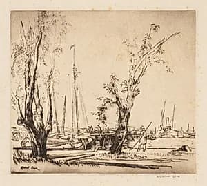 On the Y, Amsterdam by Muirhead Bone (British, 1876–1953)