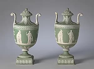 Pair of Covered Urns by Wedgwood Factory (British)