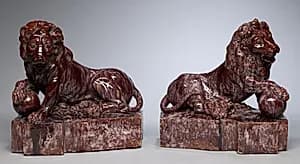 Pair of Lions by Unknown Artist