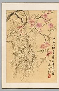 Peach Blossoms and Willows by Okada Hankō (Japanese, 1782–1845)