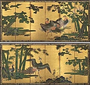 Peafowl and Phoenixes by Tosa Mitsuyoshi (Japanese, 1539–1613)