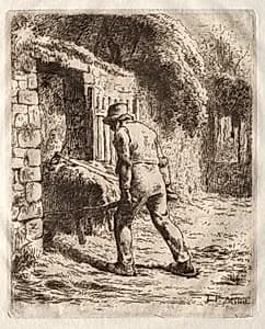 Peasant with a Wheelbarrow by Jean-François Millet (French, 1814–1875)