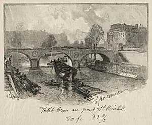 Petit bras au Pont St. Michel
 by Auguste Louis Lepère (French, 1849–1918)