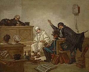 Pierrot in Criminal Court by Thomas Couture (French, 1815–1879)
