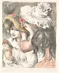 Pinning the Hat by Pierre-Auguste Renoir (French, 1841–1919)