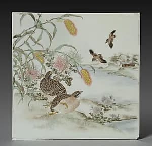 Plaque with Quail by Katō Zenji 3 (Japanese, 1848–1918)
