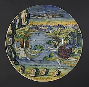Plate: Diana and Acteon by Maestro Giorgio Andreoli (Italian, 1465?–1553)