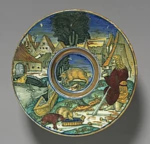 Plate: The Prodigal Son by Maestro Giorgio Andreoli (Italian, 1465?–1553)