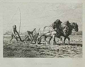 Ploughing by Charles-Émile Jacque (French, 1813–1894)
