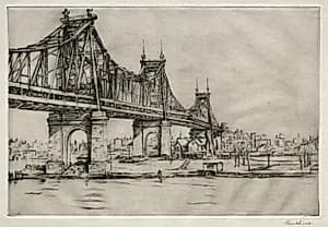 Queensboro Bridge, New York by William George Reindel (American, 1871–1948)