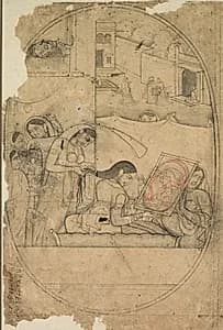 Radha's Hair Being Dressed by Unknown Artist