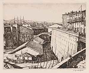 Railway Sheds, Marseilles by Muirhead Bone (British, 1876–1953)