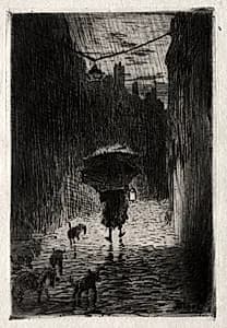 Rain and Umbrella by Félix Hilaire Buhot (French, 1847–1898)