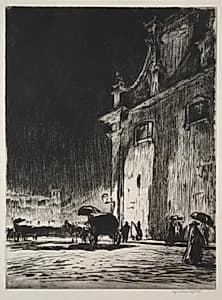 Rainy Night in Rome by Muirhead Bone (British, 1876–1953)