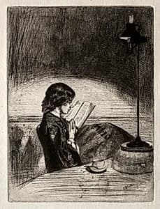 Reading by Lamplight by James McNeill Whistler (American, 1834–1903)