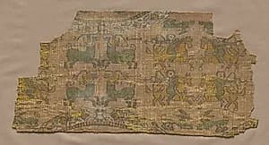 Samite fragment with hunters by Unknown Artist