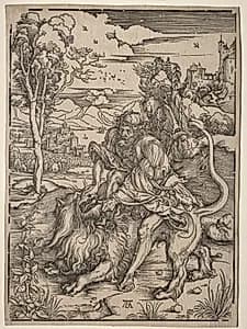 Samson Killing the Lion by Albrecht Dürer (German, 1471–1528)