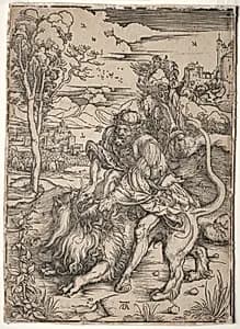 Samson Killing the Lion by Albrecht Dürer (German, 1471–1528)