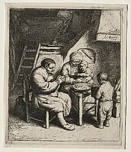Saying Grace by Adriaen van Ostade (Dutch, 1610–1684)