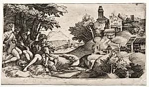 Shepherds in a Landscape by Giulio Campagnola (Italian, 1482–1515)