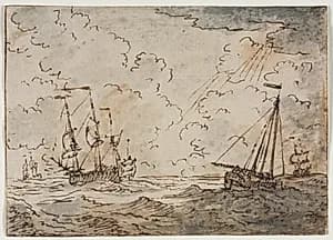 Ships at Sea by Ludolf Backhuysen (Dutch, 1631–1708)