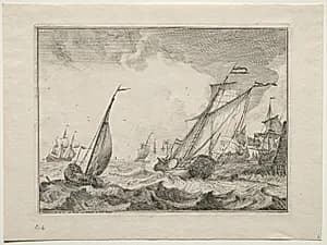 Ships in a Gale by Ludolf Backhuysen (Dutch, 1631–1708)