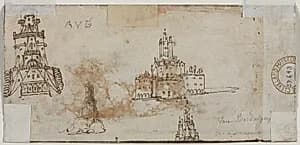 Sketches of Castles (verso) by Unknown Artist