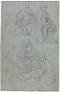Sketches of Virgin and Child by Giulio Campi (Italian, c. 1500–1572)