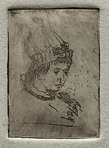 Small Head with Mob Cap by Otto H. Bacher (American, 1856–1909)