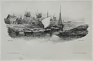 Souvenirs:  Canal Bank by Eugène Isabey (French, 1803–1886)