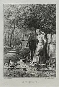 Springtime by Charles-Émile Jacque (French, 1813–1894)