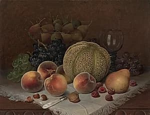 Still Life with Cantaloupe by William Mason Brown (American, 1828–1898)