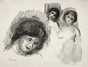 Stone with Three Sketches by Pierre-Auguste Renoir (French, 1841–1919)