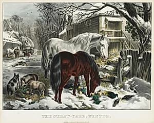 Straw-yard, Winter by James Merritt Ives (American, 1824–1895)