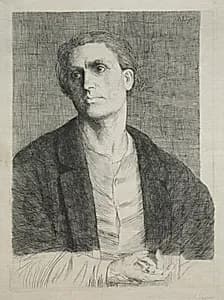 Study of a Man's Head by Alphonse Legros (French, 1837–1911)