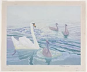 Swans and Cygnets by William Giles (British, 1872–1939)
