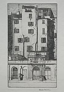 Tall Houses, Menton by Herbert Gordon Warlow (British, 1885–1942)
