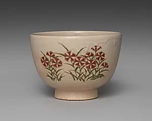 Teabowl with Pinks by Seifū Yohei III (Japanese, 1851–1914)