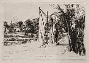 Thames Ditton - With a Sail by Francis Seymour Haden (British, 1818–1910)