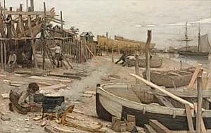 The Boatyard by Jean-Charles Cazin (French, 1841–1901)