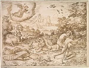 The Expulsion from Paradise by Jan Wierix (Flemish, c. 1549–after 1615)