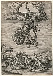 The Fall of Phaeton by Nicolas Beatrizet (French, active Italy, 1507 or 1515-about 1565)