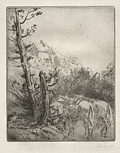 The Farm on the Hill by Alphonse Legros (French, 1837–1911)