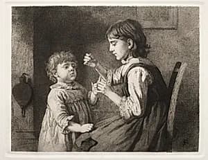 The First Needlework by Seymour Joseph Guy (American, 1824–1910)