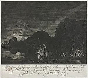 The Flight into Egypt (Night) by Hendrik Goudt (Dutch, 1585–1630)