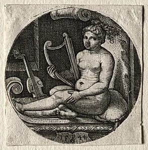 The harpist by Georg Pencz (German, c. 1500–1550)